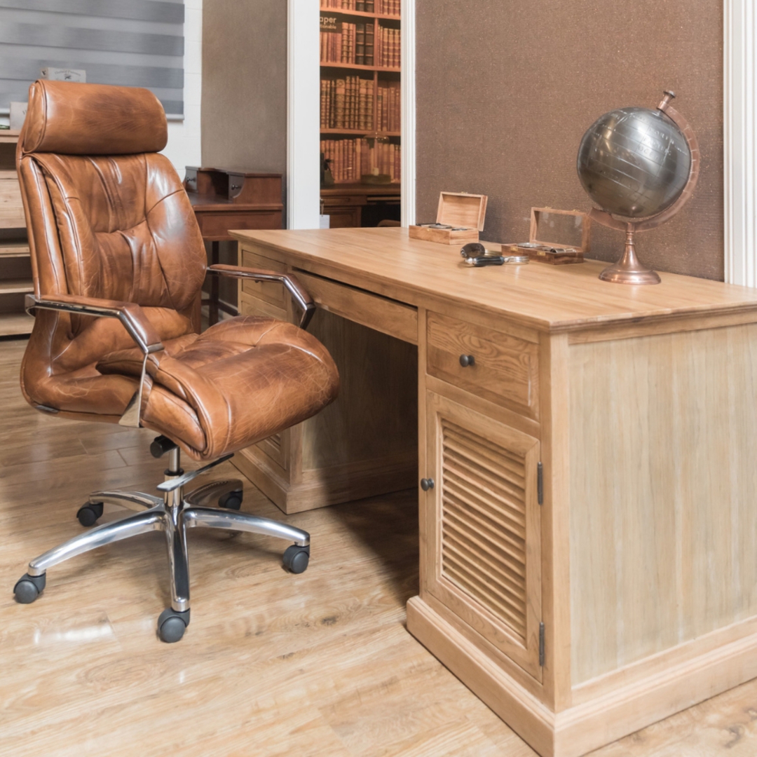  GM High Back Adjustable Leather Office Chair - Vintage Cigar Brown image 4